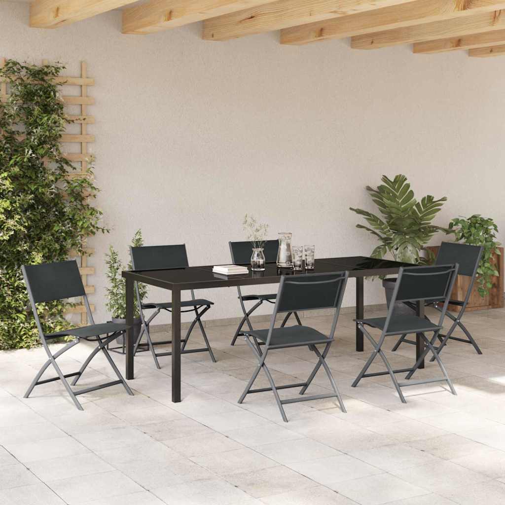 Set da Pranzo per Giardino 7 pz Nero