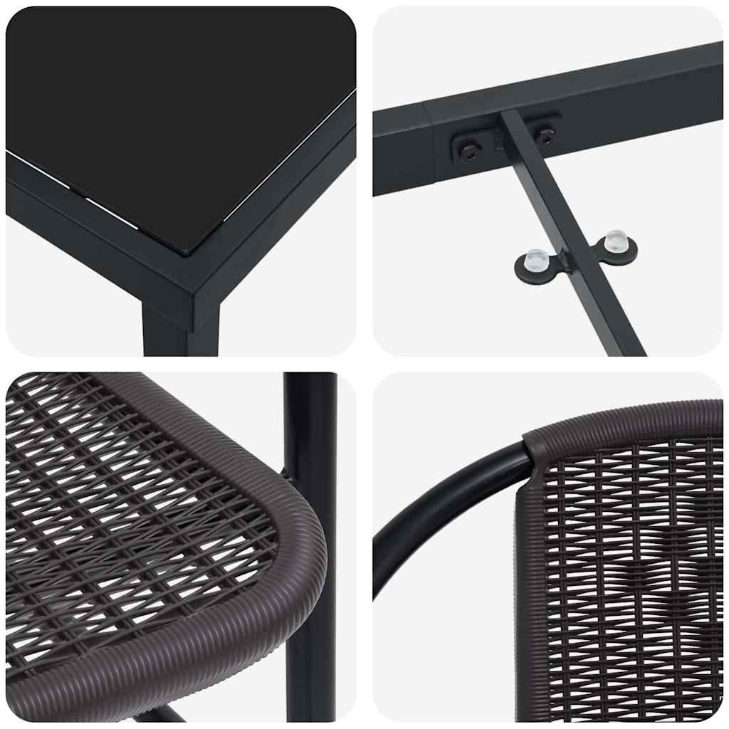 Set da Pranzo per Giardino 9 pz Nero