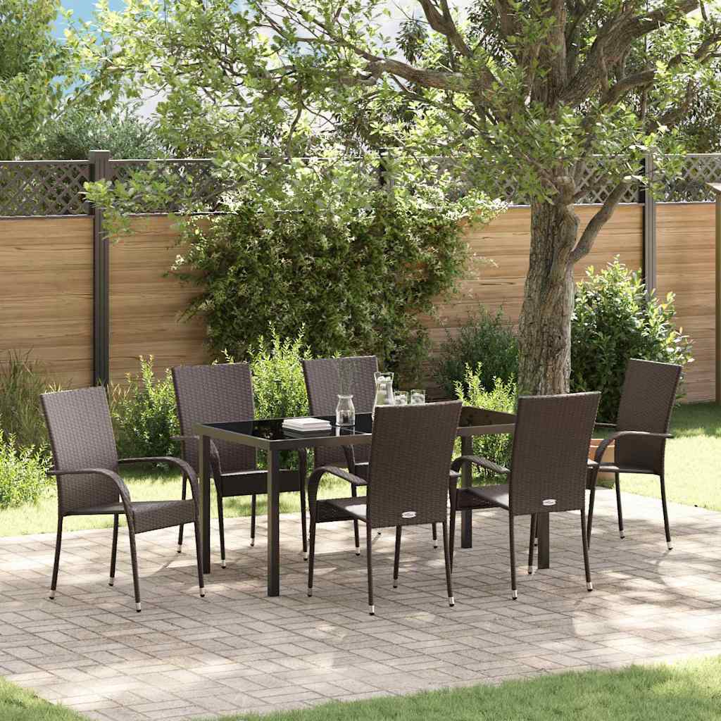 Set da Pranzo per Giardino 7 pz Marrone