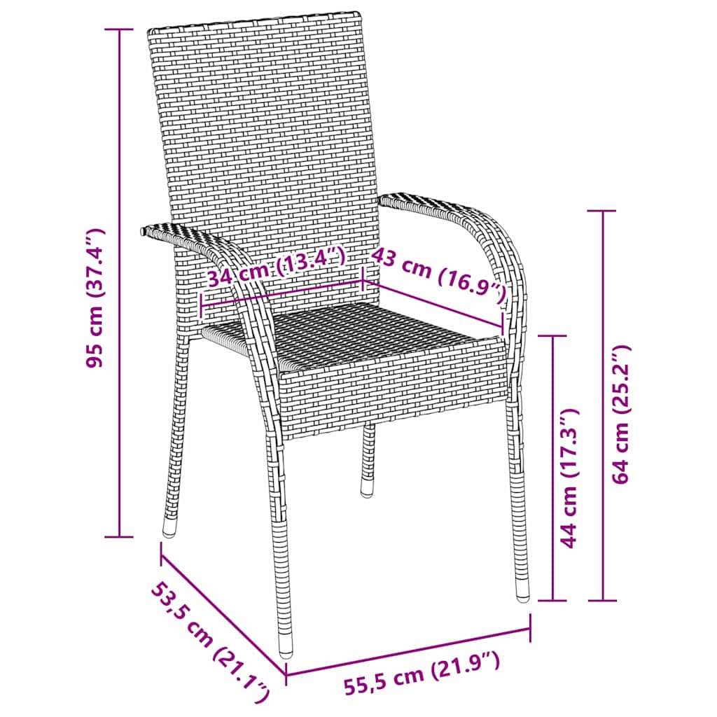 Set da Pranzo per Giardino 7 pz Marrone