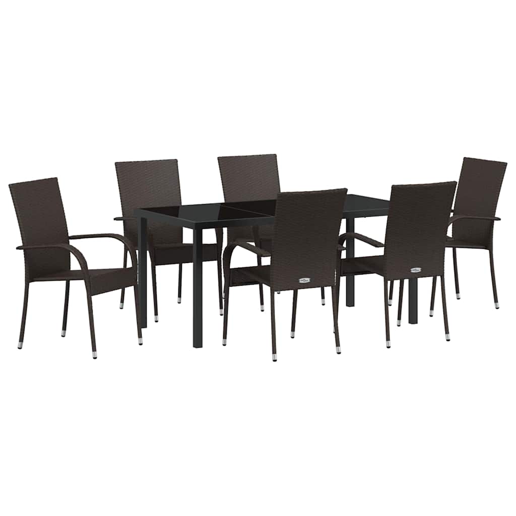 Set da Pranzo per Giardino 7 pz Marrone