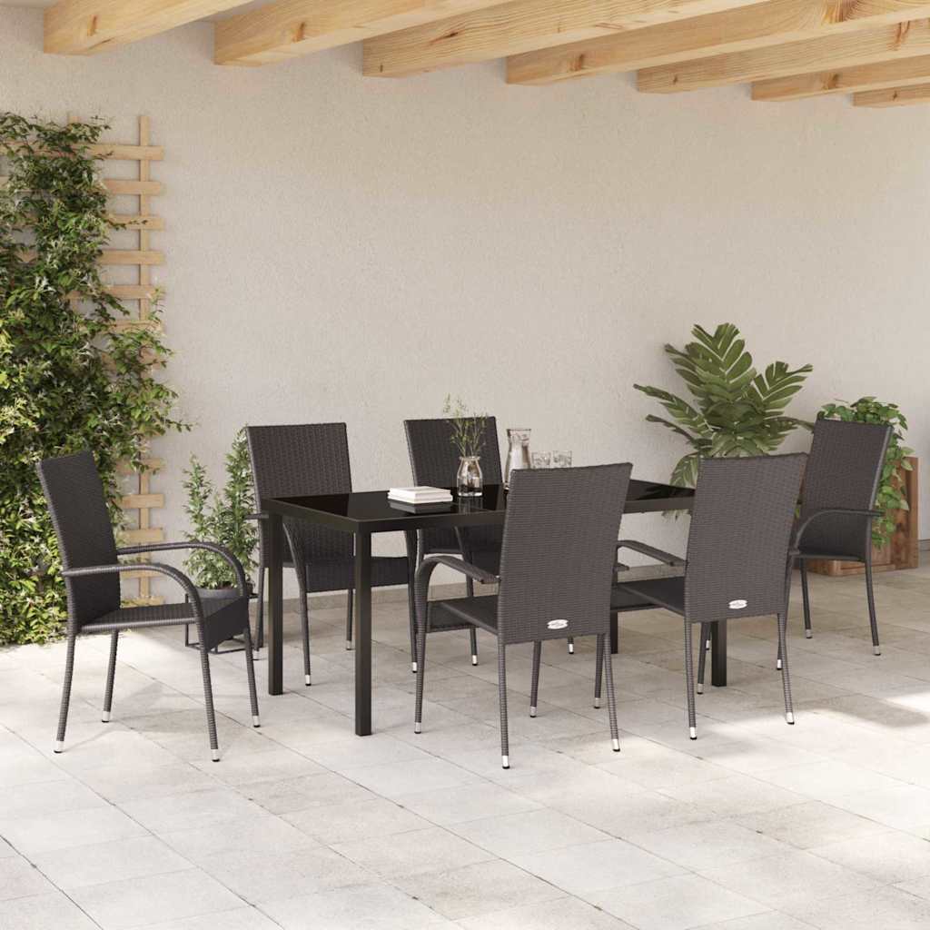 Set da Pranzo per Giardino 7 pz Marrone