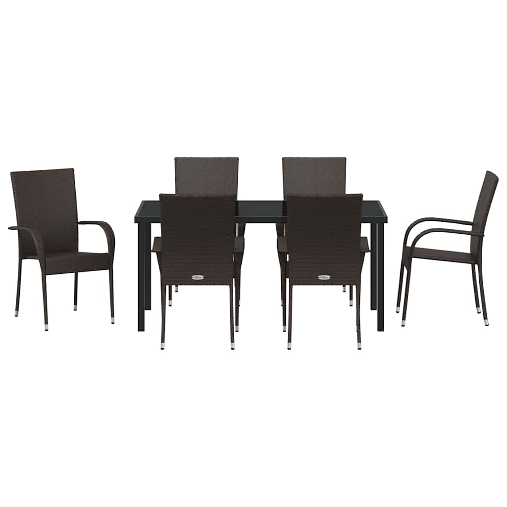 Set da Pranzo per Giardino 7 pz Marrone