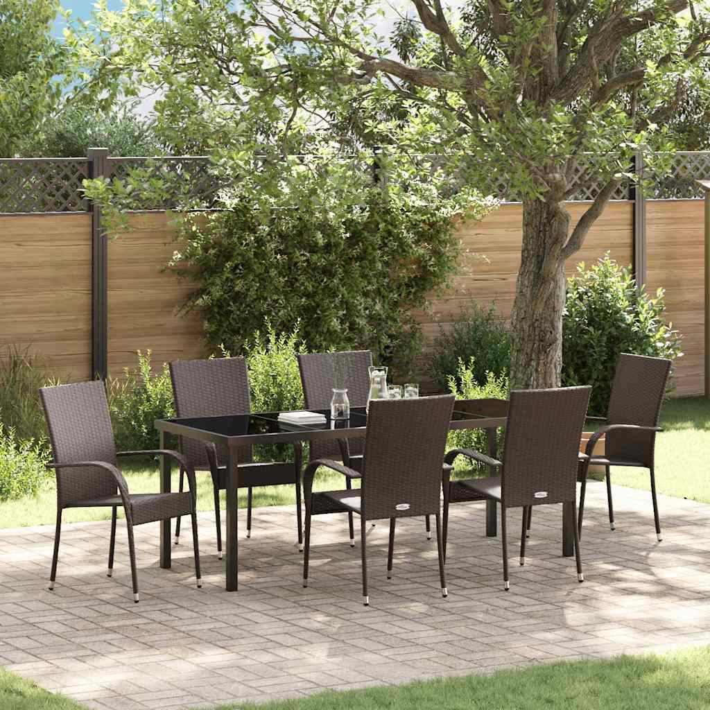 Set da Pranzo per Giardino 7 pz Marrone