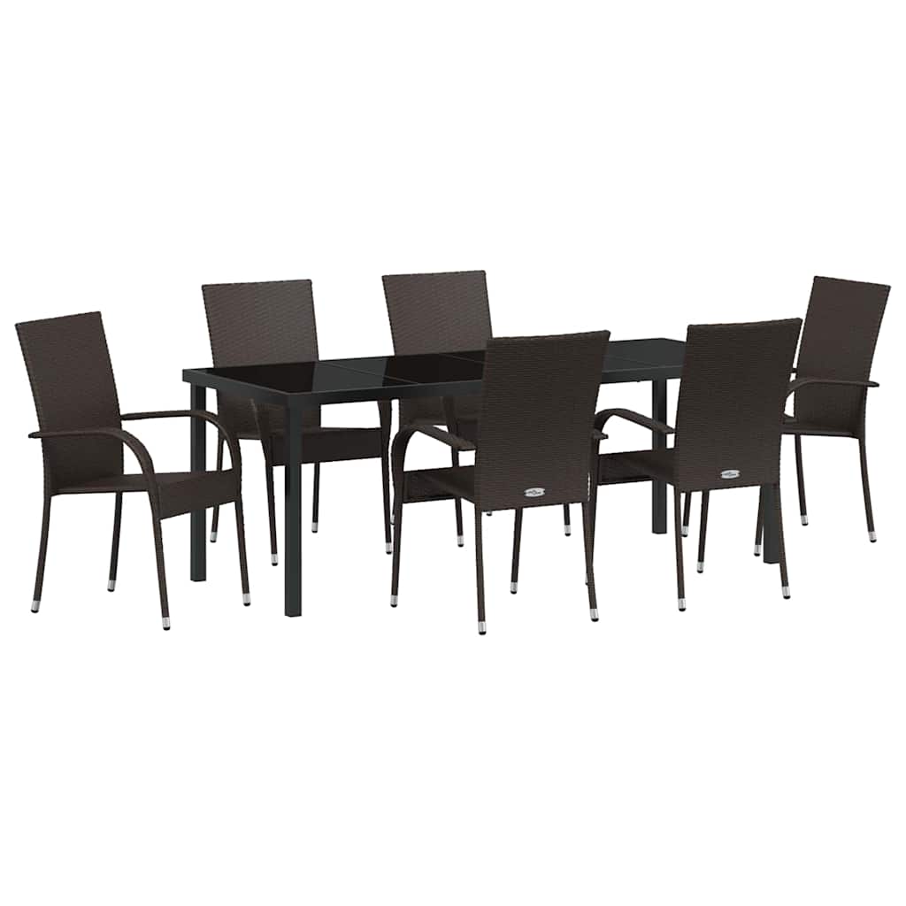 Set da Pranzo per Giardino 7 pz Marrone