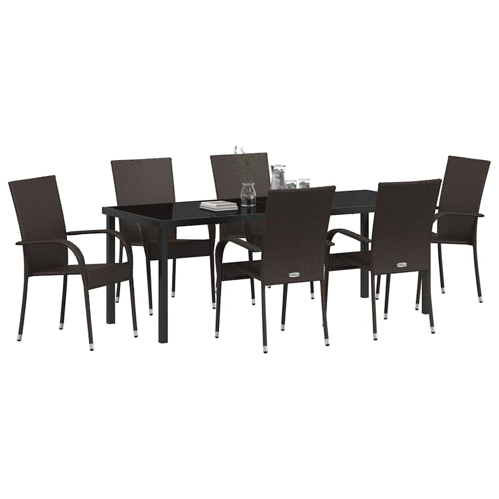 Set da Pranzo per Giardino 7 pz Marrone
