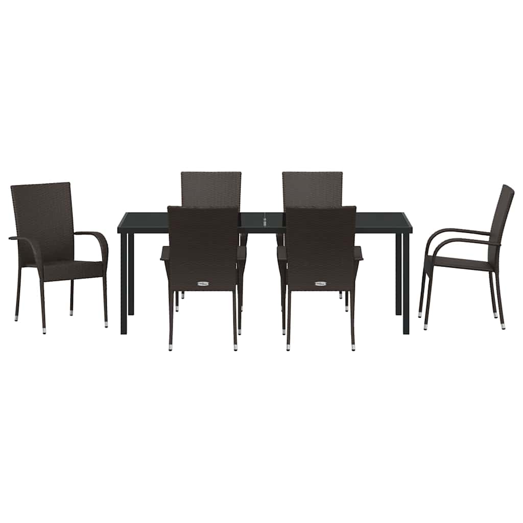 Set da Pranzo per Giardino 7 pz Marrone