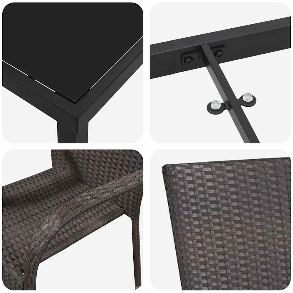 Set da Pranzo per Giardino 7 pz Marrone
