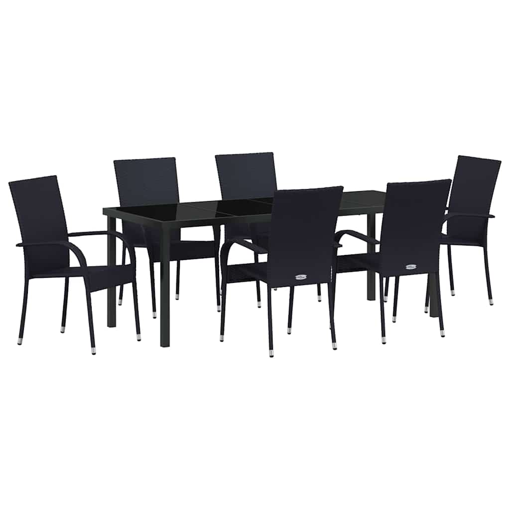 Set da Pranzo per Giardino 7 pz Nero