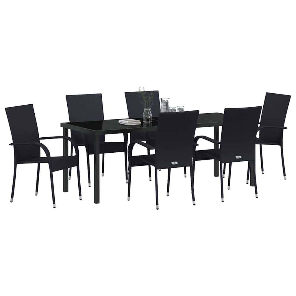 Set da Pranzo per Giardino 7 pz Nero