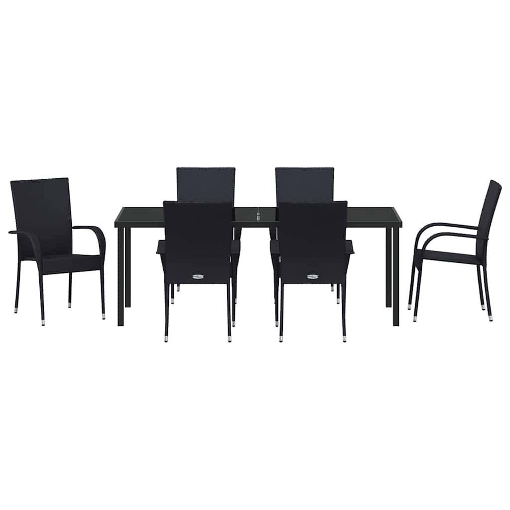 Set da Pranzo per Giardino 7 pz Nero