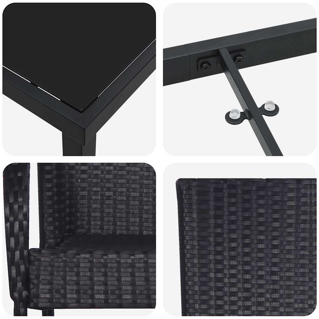 Set da Pranzo per Giardino 7 pz Nero