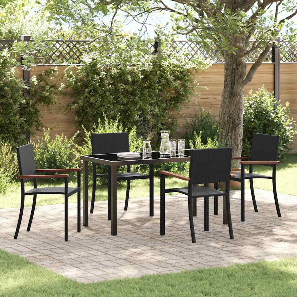 Set da Pranzo per Giardino 5 pz Nero