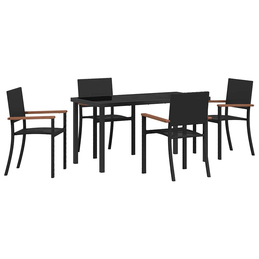 Set da Pranzo per Giardino 5 pz Nero