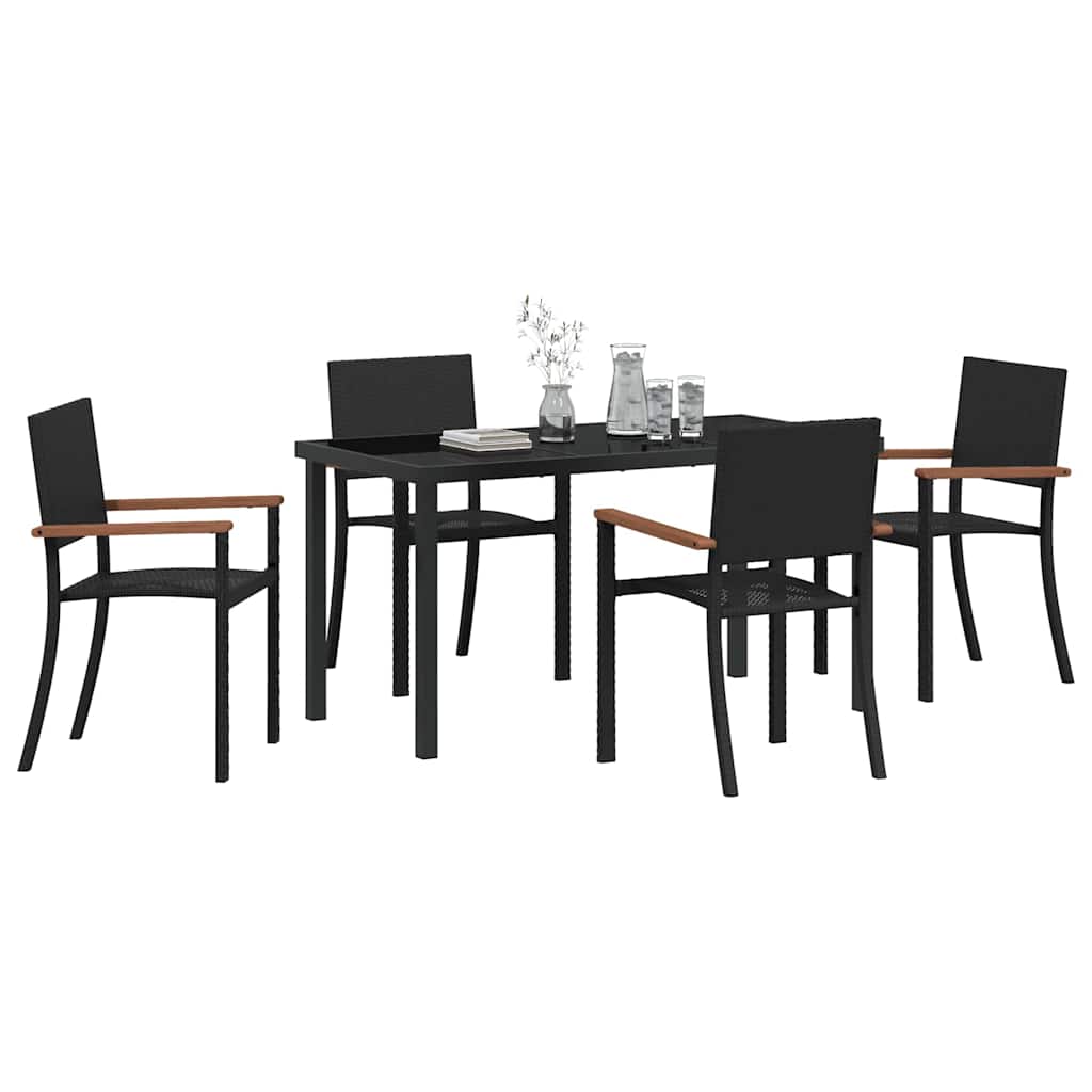 Set da Pranzo per Giardino 5 pz Nero