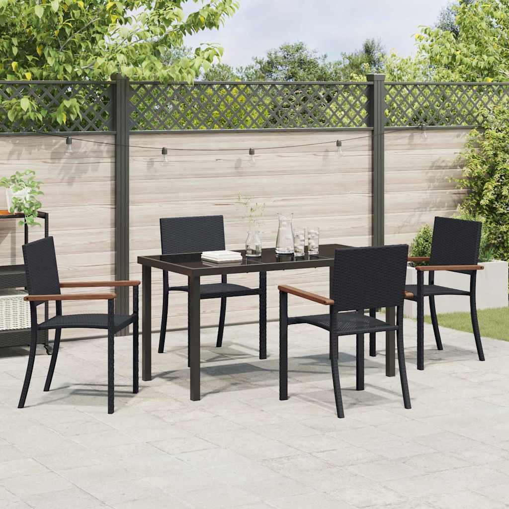 Set da Pranzo per Giardino 5 pz Nero