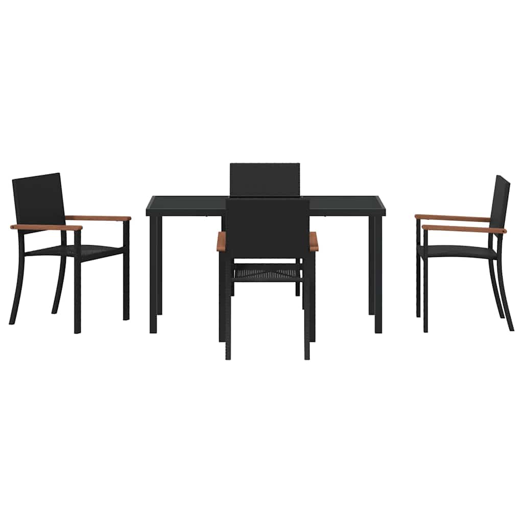 Set da Pranzo per Giardino 5 pz Nero