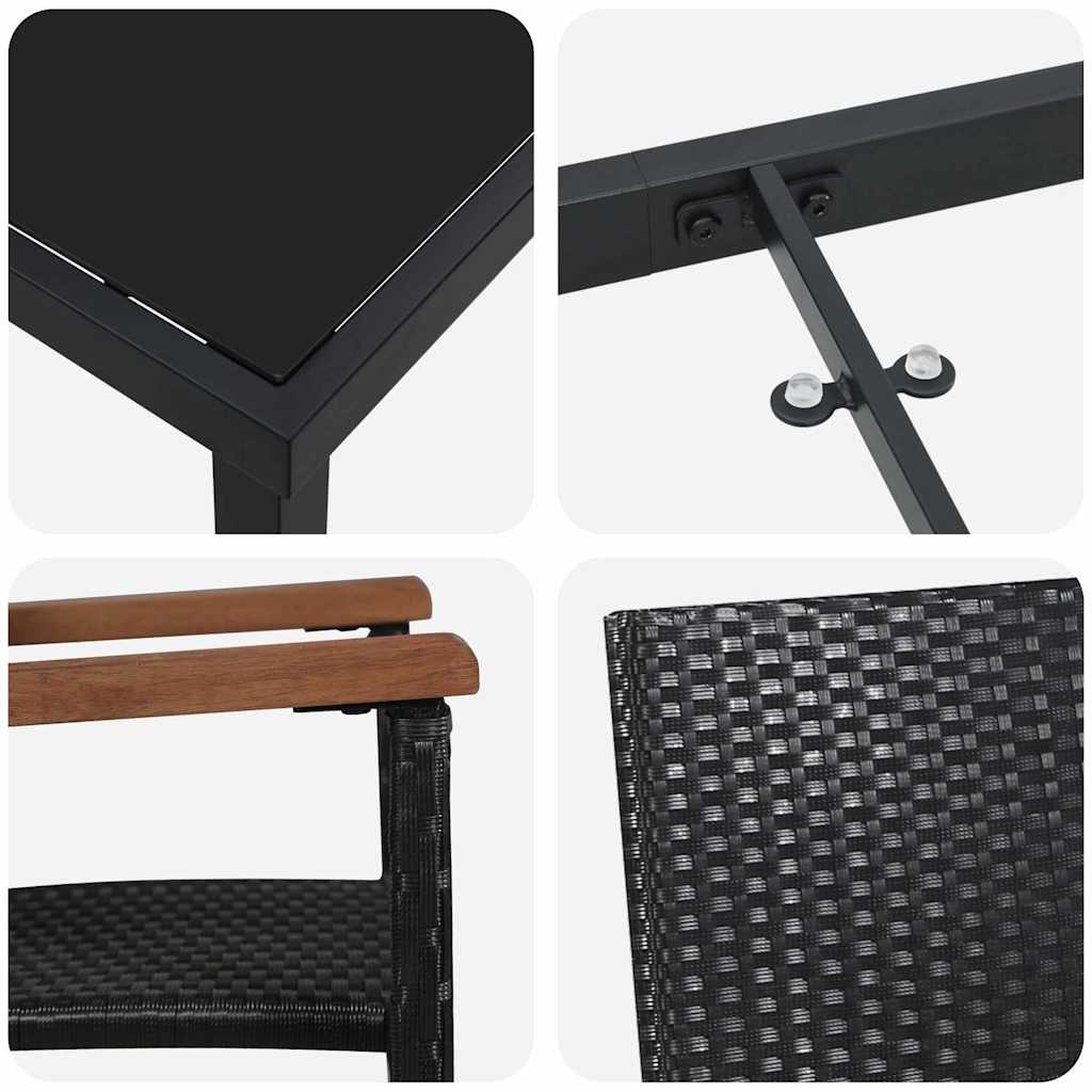Set da Pranzo per Giardino 5 pz Nero