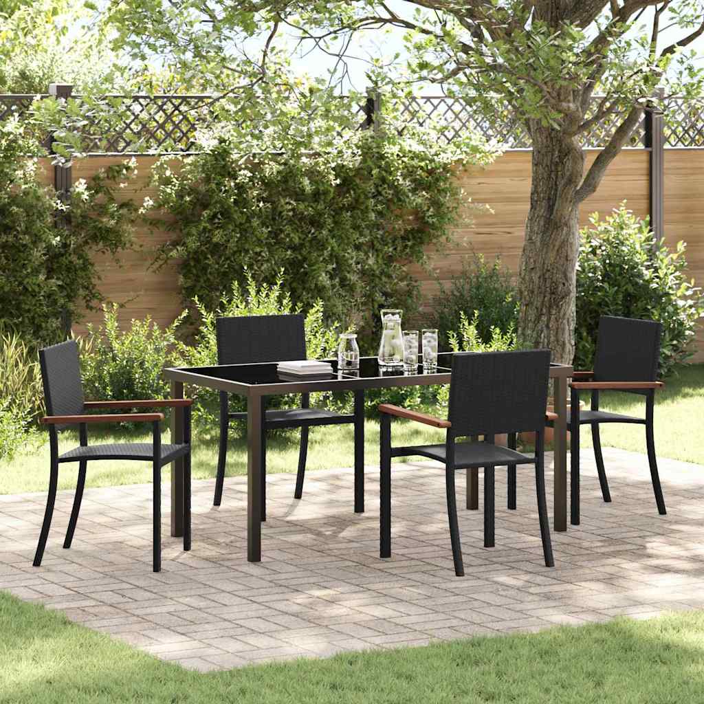 Set da Pranzo per Giardino 5 pz Nero