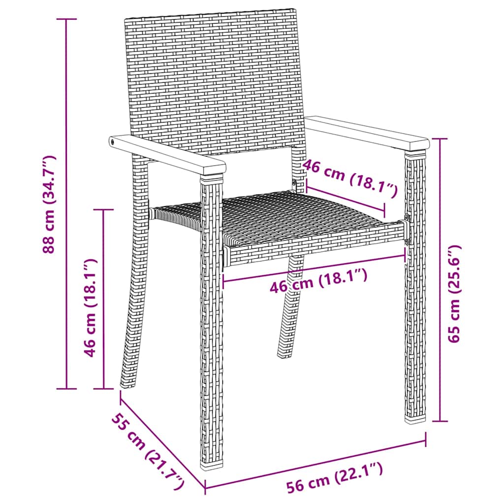 Set da Pranzo per Giardino 5 pz Nero