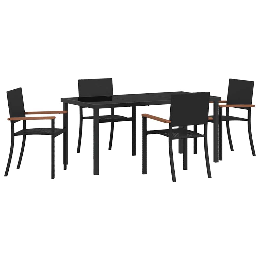 Set da Pranzo per Giardino 5 pz Nero