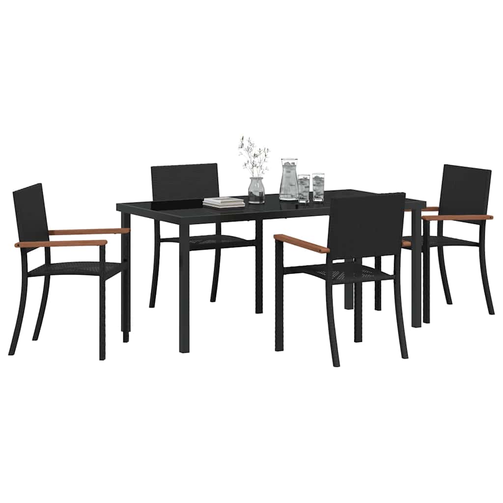 Set da Pranzo per Giardino 5 pz Nero