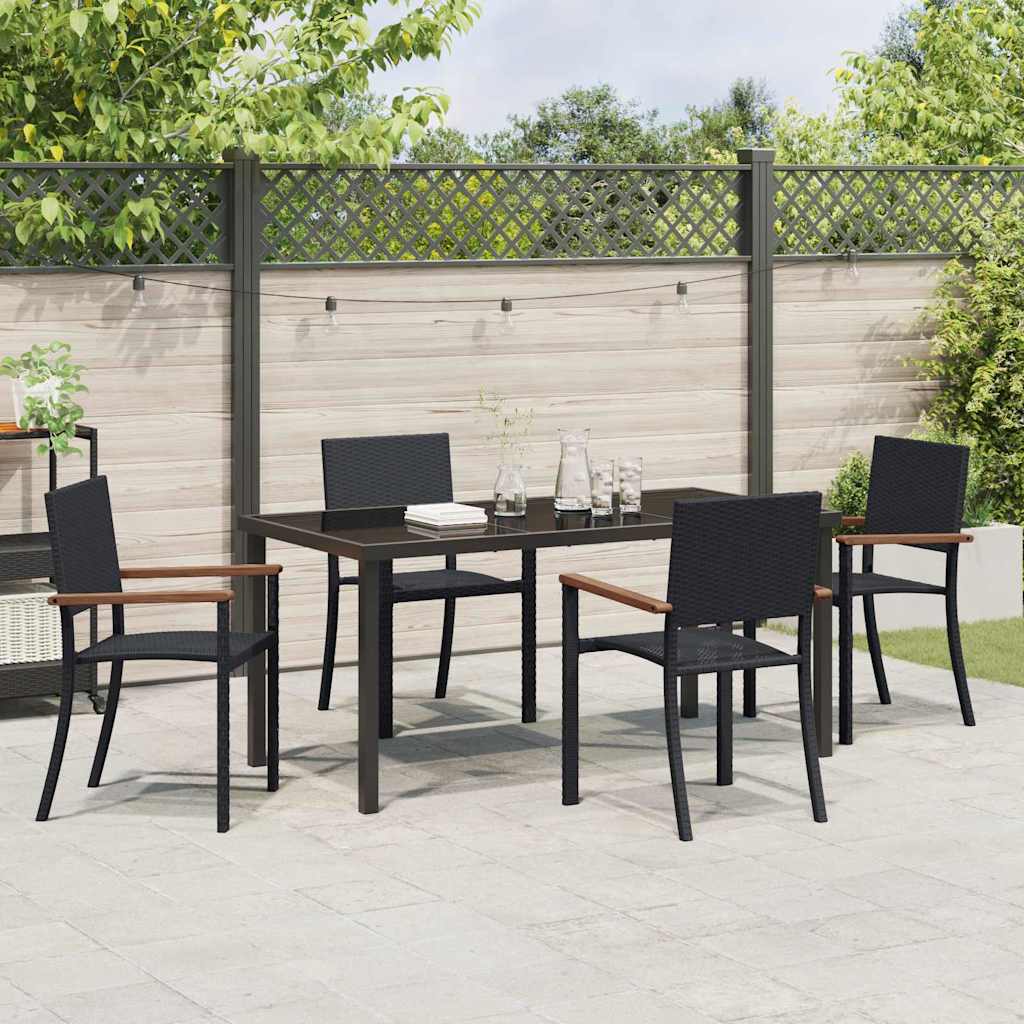 Set da Pranzo per Giardino 5 pz Nero