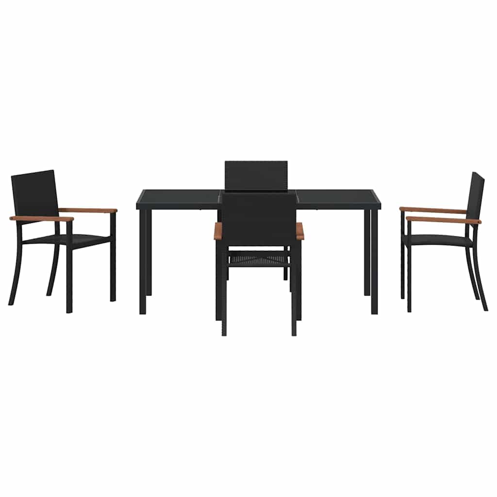 Set da Pranzo per Giardino 5 pz Nero