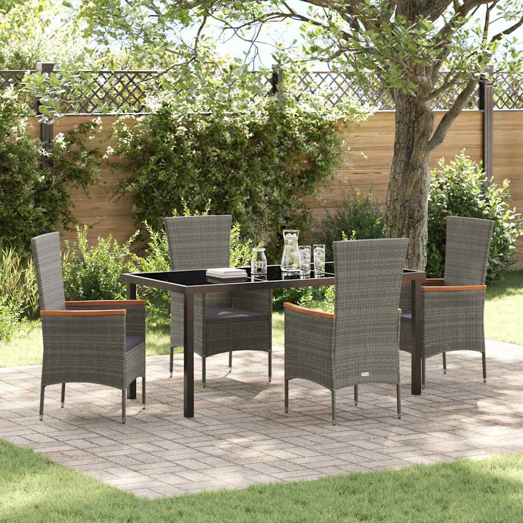 Set da Pranzo per Giardino 5 pz Grigio