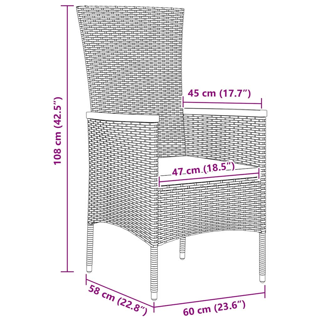 Set da Pranzo per Giardino 5 pz Grigio