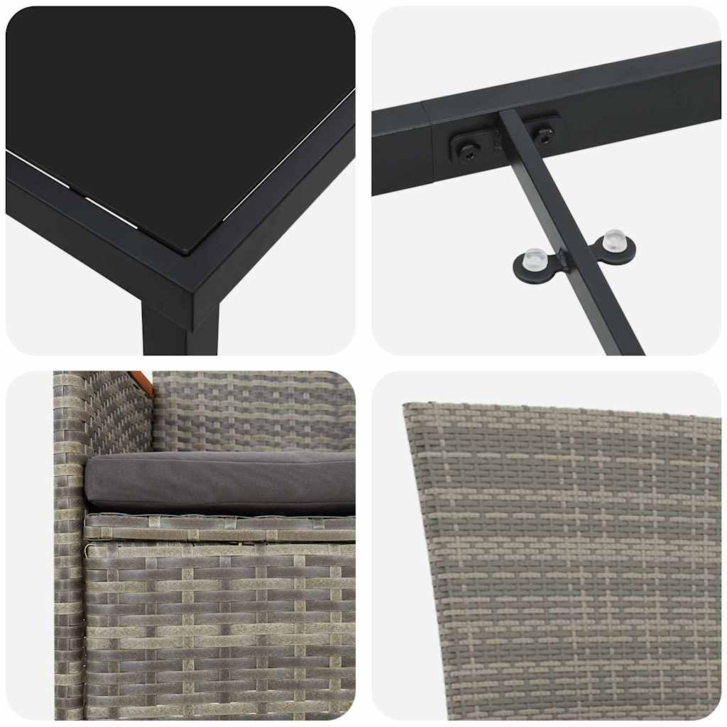 Set da Pranzo per Giardino 5 pz Grigio