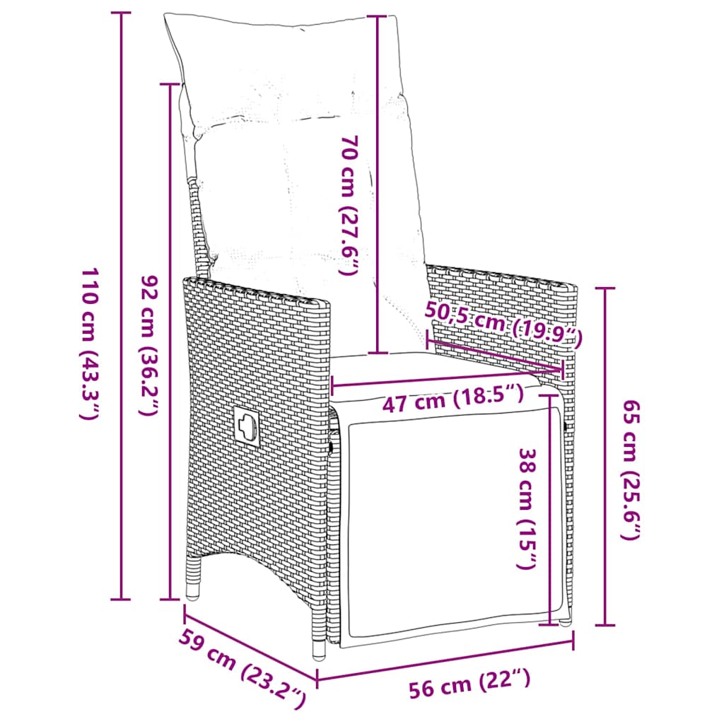 Set da Pranzo per Giardino 5 pz Nero polyrattan
