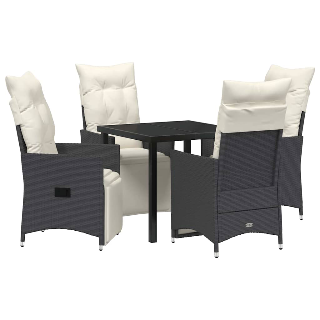 Set da Pranzo per Giardino 5 pz Nero polyrattan