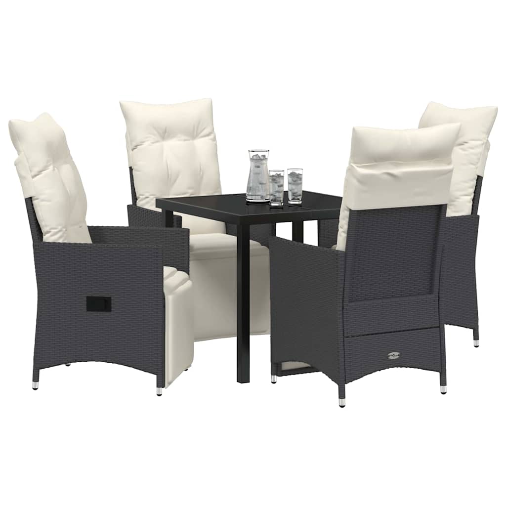 Set da Pranzo per Giardino 5 pz Nero polyrattan