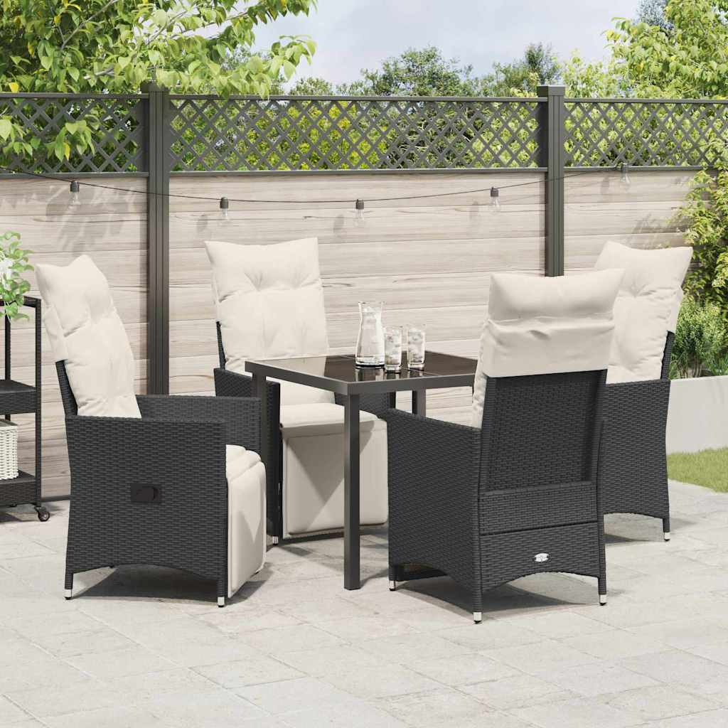 Set da Pranzo per Giardino 5 pz Nero polyrattan