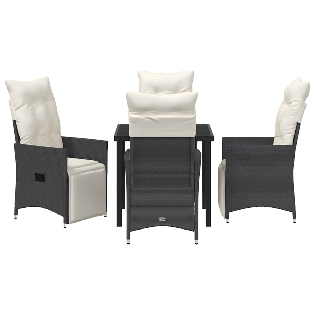 Set da Pranzo per Giardino 5 pz Nero polyrattan