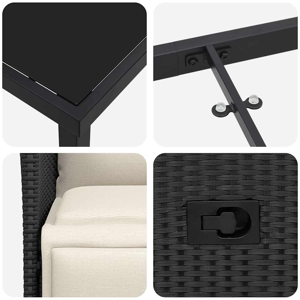 Set da Pranzo per Giardino 5 pz Nero polyrattan