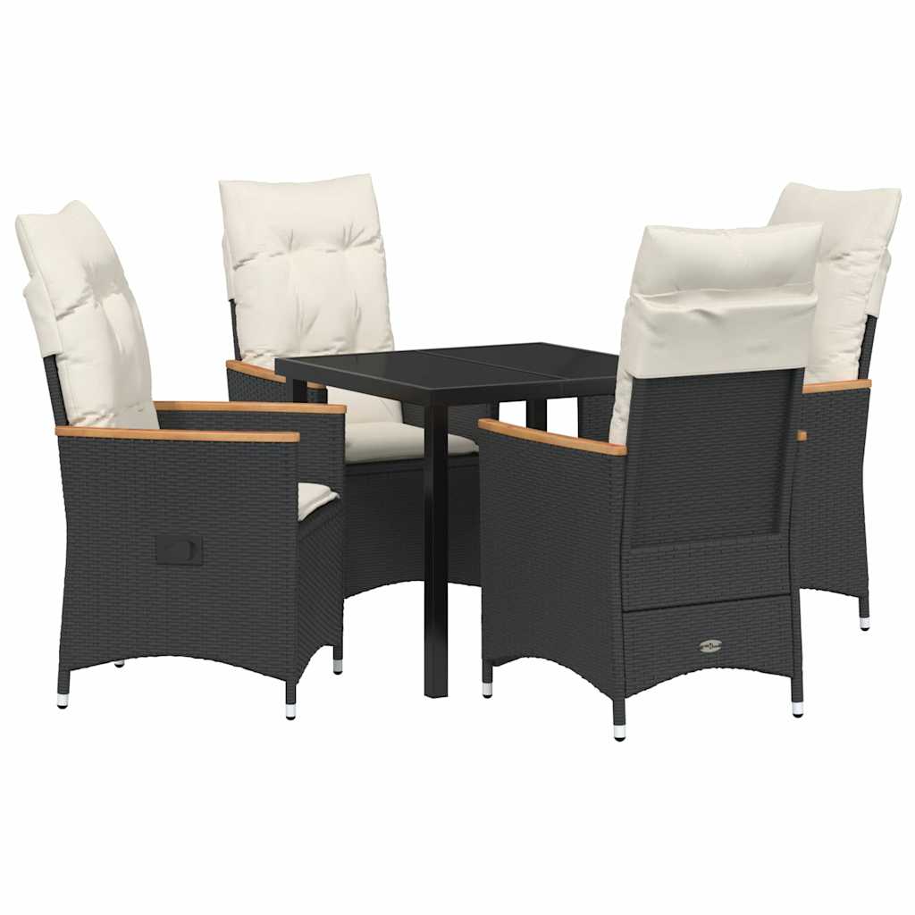 Set da Pranzo per Giardino 5 pz Nero polyrattan