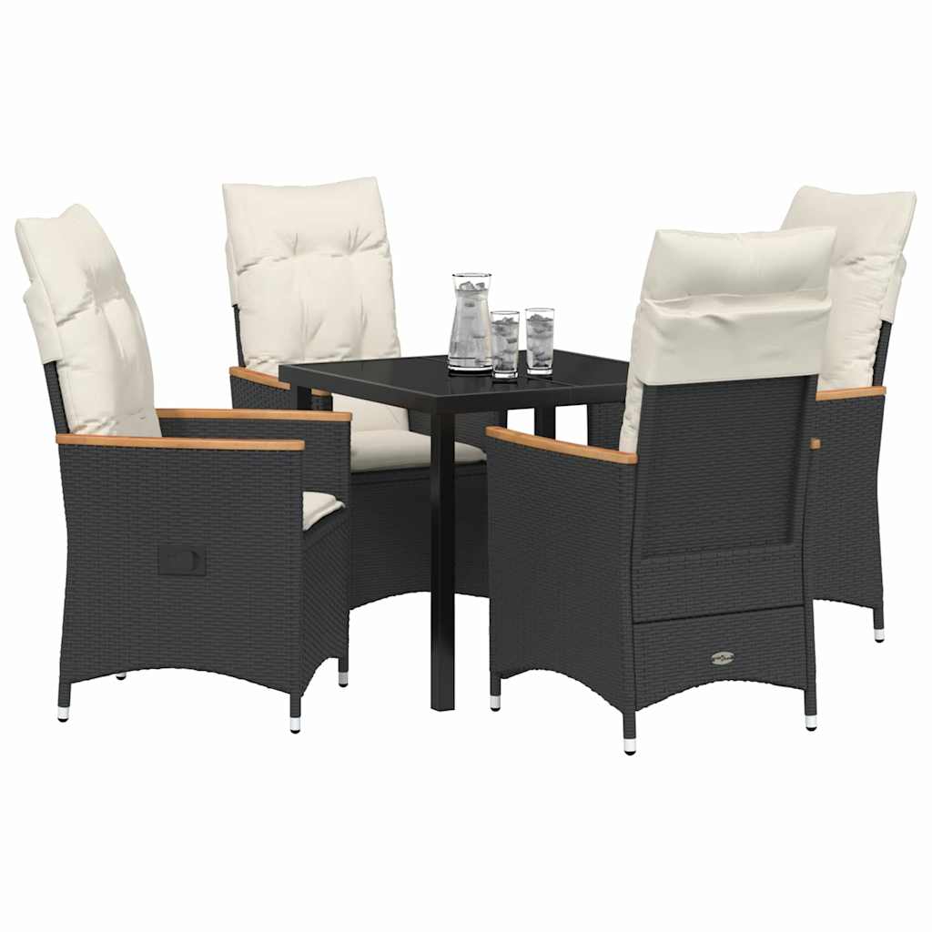 Set da Pranzo per Giardino 5 pz Nero polyrattan