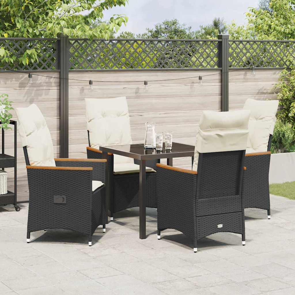 Set da Pranzo per Giardino 5 pz Nero polyrattan