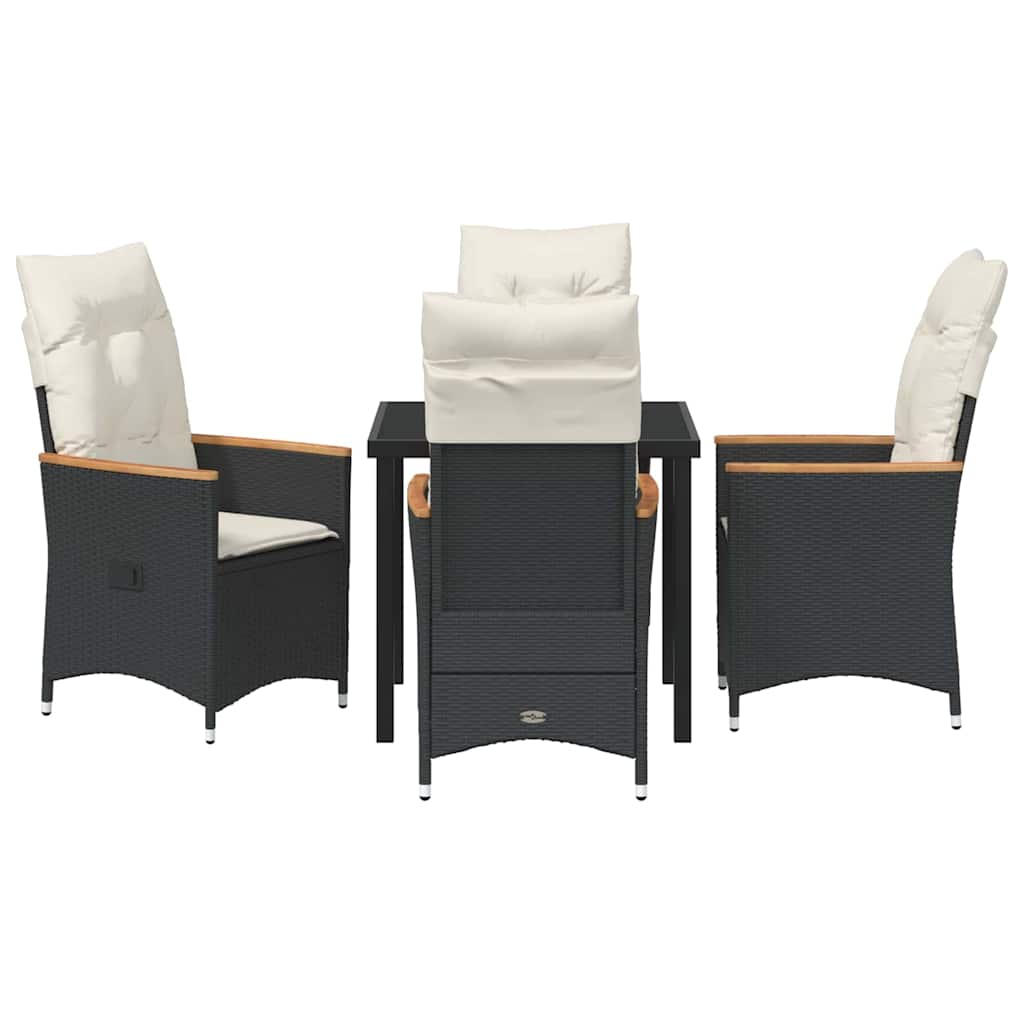 Set da Pranzo per Giardino 5 pz Nero polyrattan