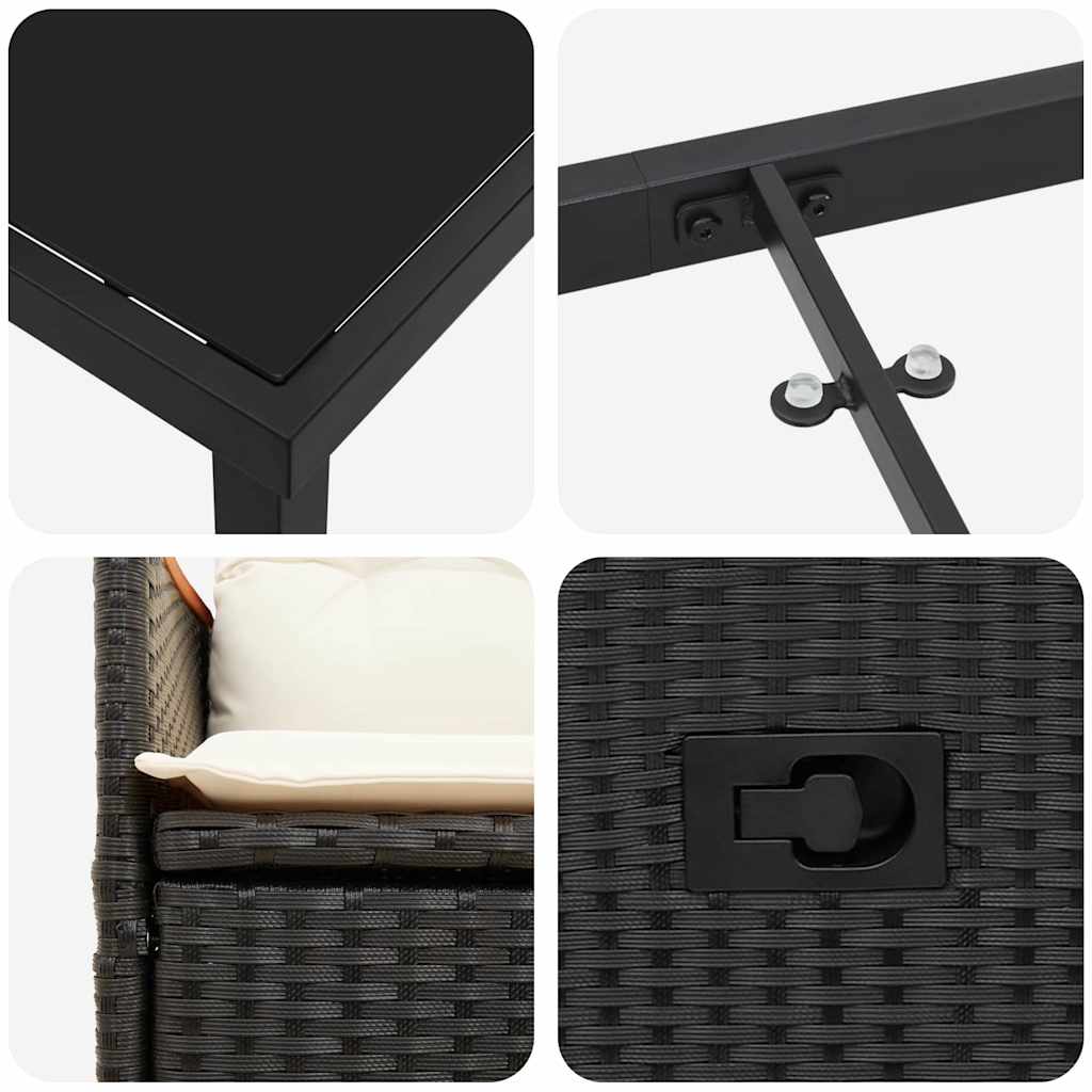 Set da Pranzo per Giardino 5 pz Nero polyrattan