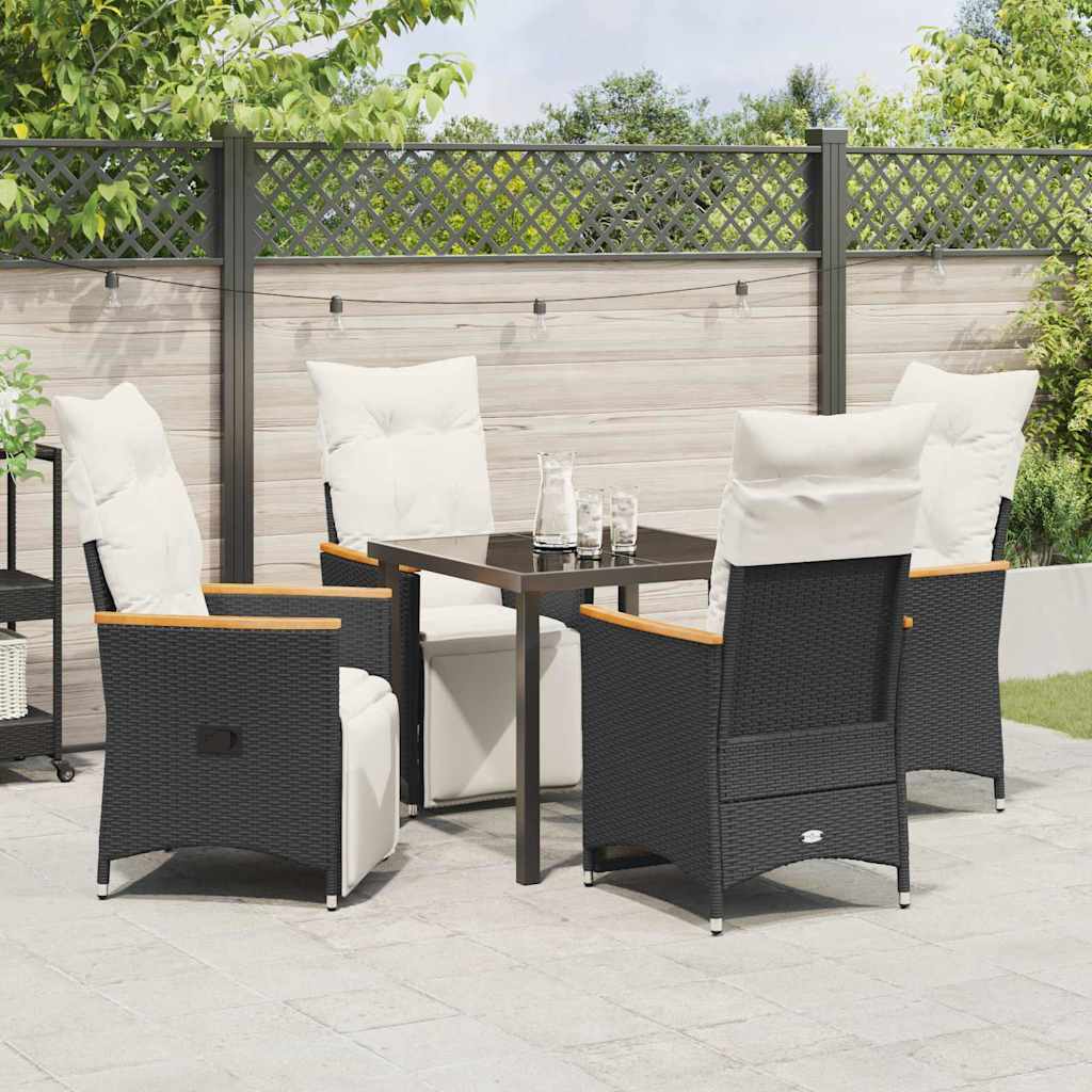 Set da Pranzo per Giardino 5 pz Nero polyrattan