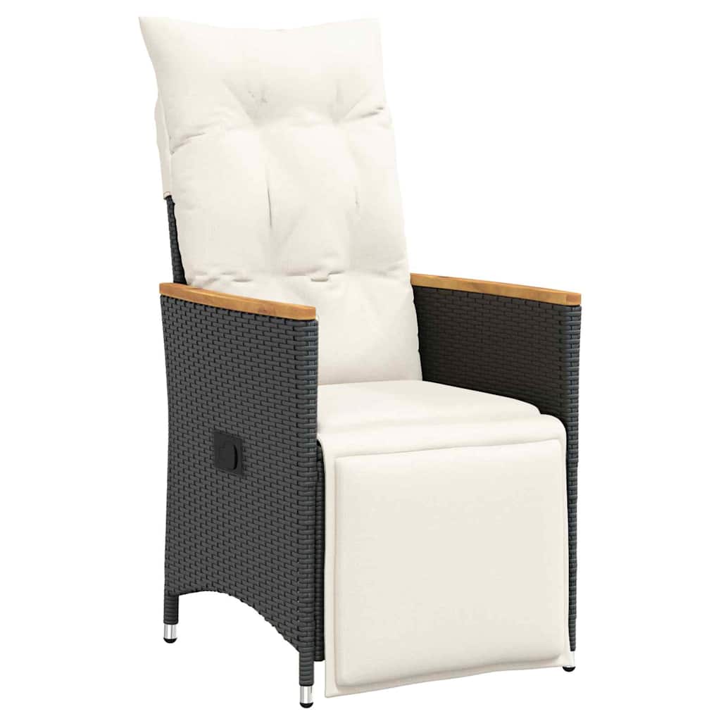 Set da Pranzo per Giardino 5 pz Nero polyrattan