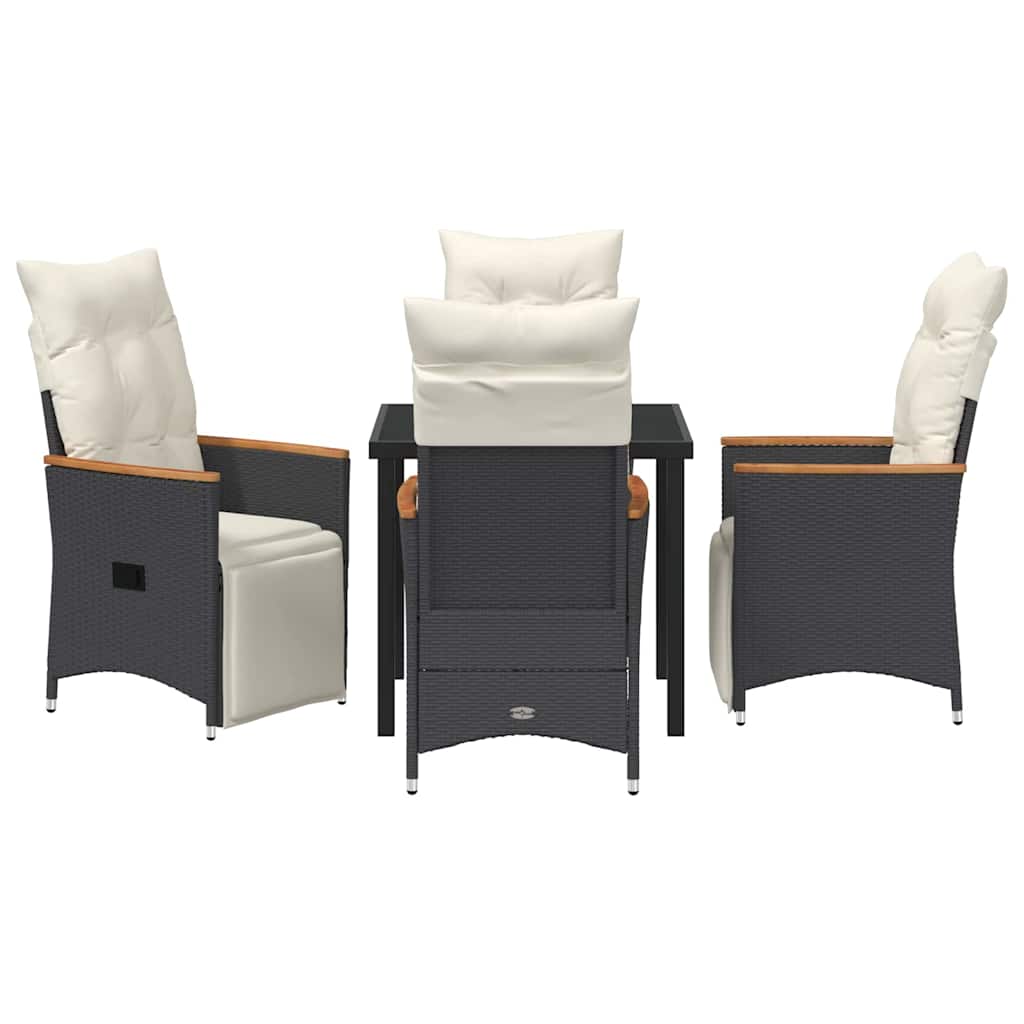 Set da Pranzo per Giardino 5 pz Nero polyrattan