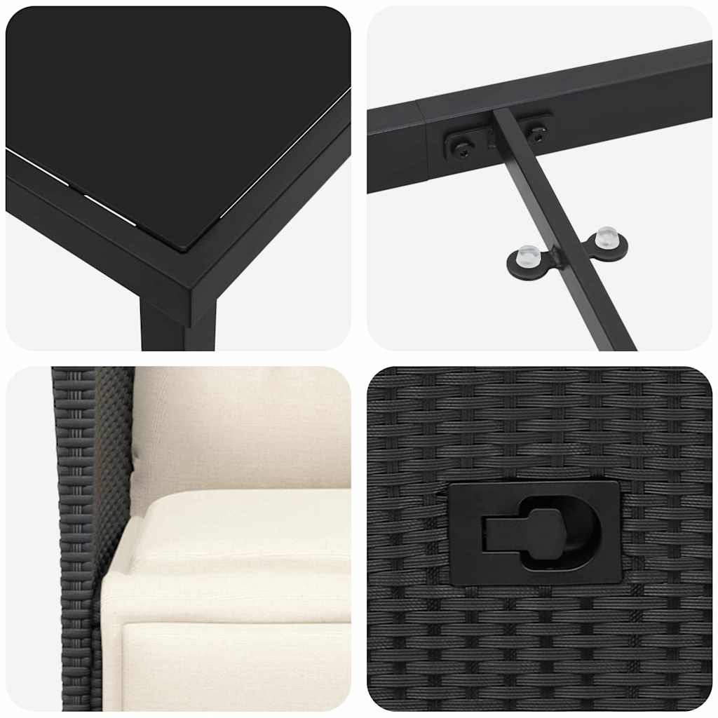 Set da Pranzo per Giardino 5 pz Nero polyrattan