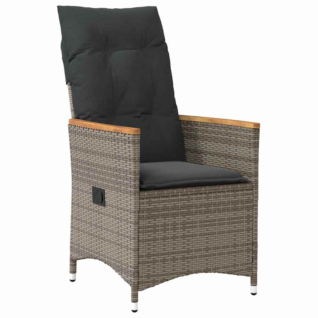 Set da Pranzo per Giardino 3 pz Grigio polyrattan