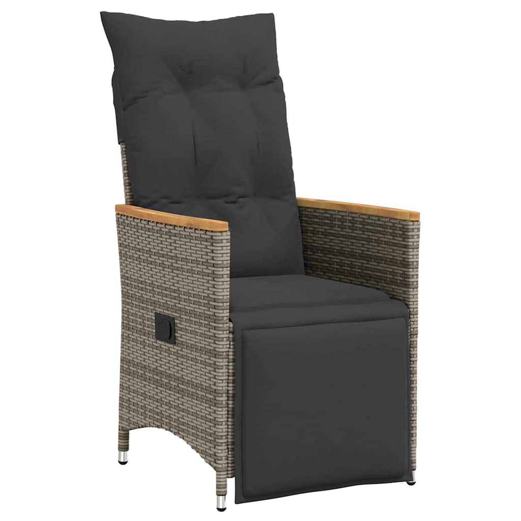 Set da Pranzo per Giardino 3 pz Grigio polyrattan