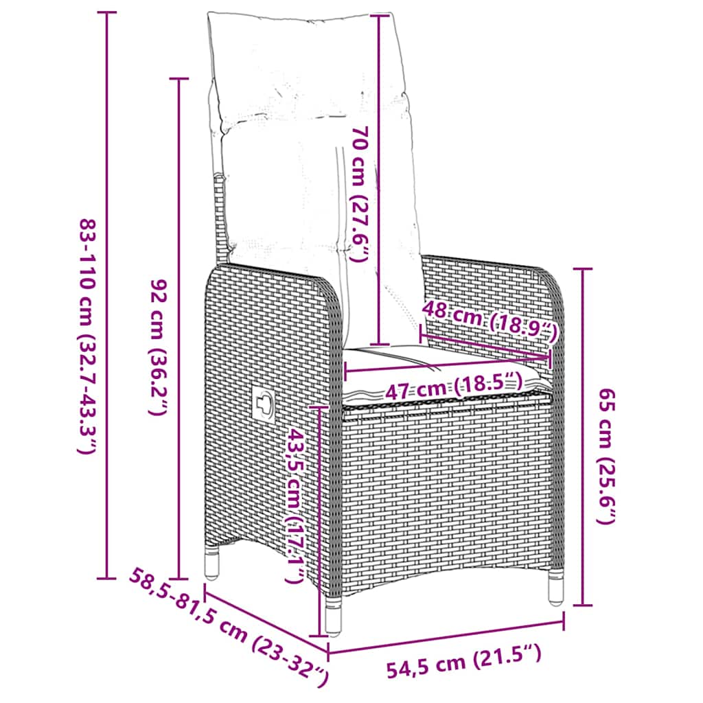 Set da Pranzo per Giardino 3 pz Grigio polyrattan