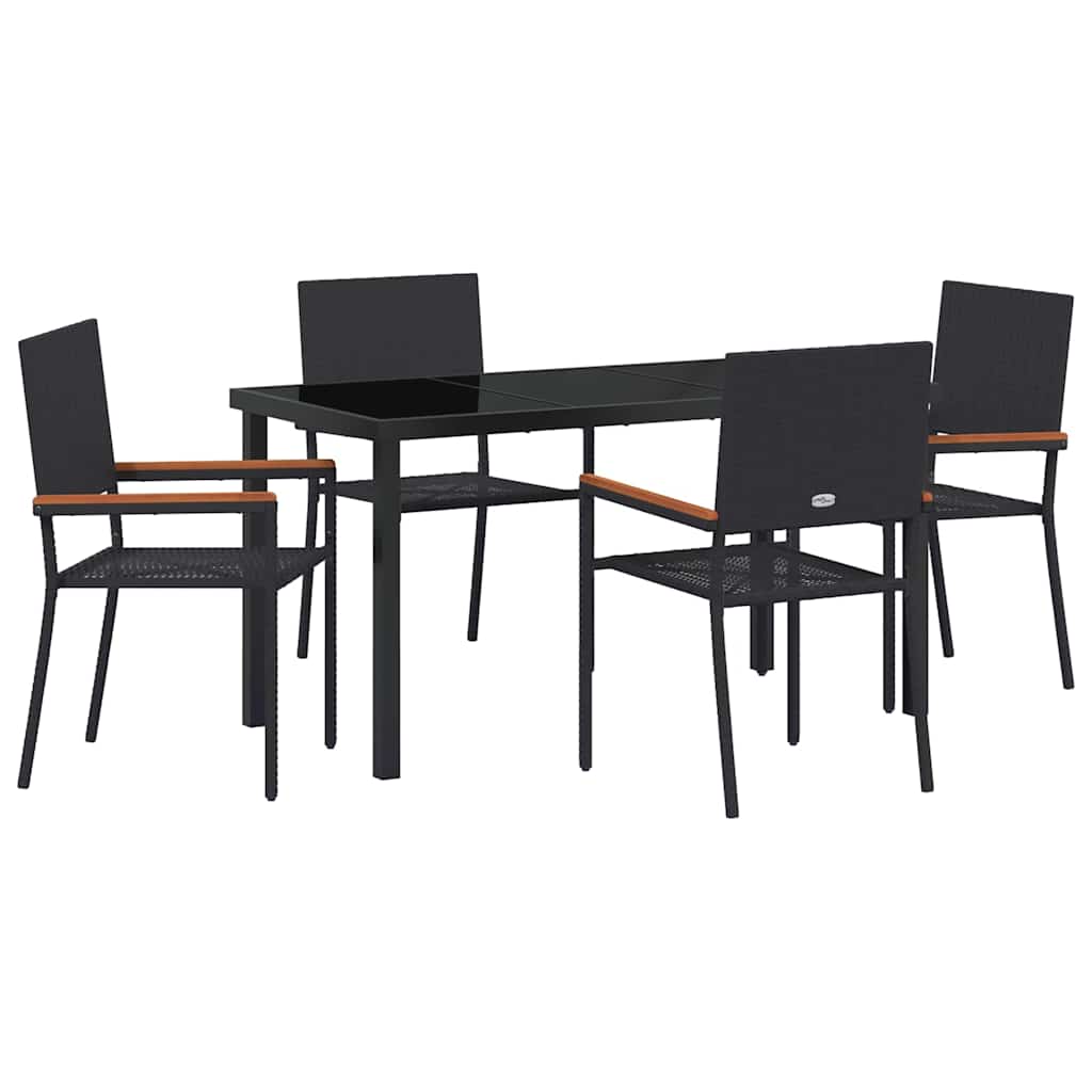 Set da Pranzo per Giardino 5 pz Nero polyrattan